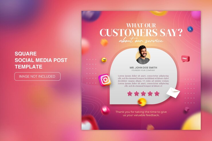 Kreatives Konzept Feedback und Kundentestimonial Social-Media-Instagram-Postvorlage