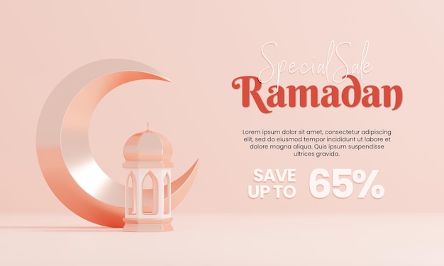 PSD kreatives konzept instagram post islamischer ramadan mit 3d-renderillustration digitales marketing