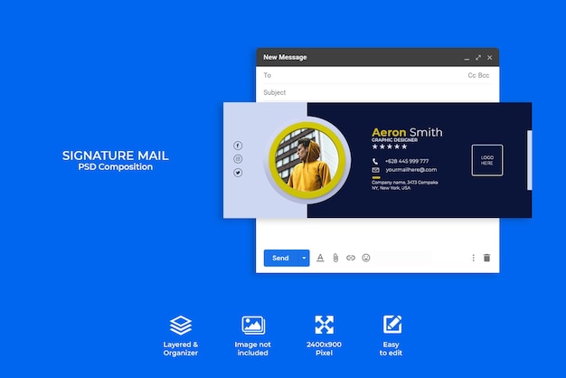 PSD kreativkonzept e-mail-signaturvorlagendesign oder e-mail-fußzeile und persönliches social-media-cover