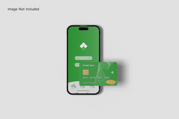 PSD kreditkarten- und telefon-mockup 3d-rendering.