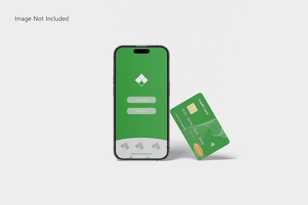 PSD kreditkarten- und telefon-mockup 3d-rendering.