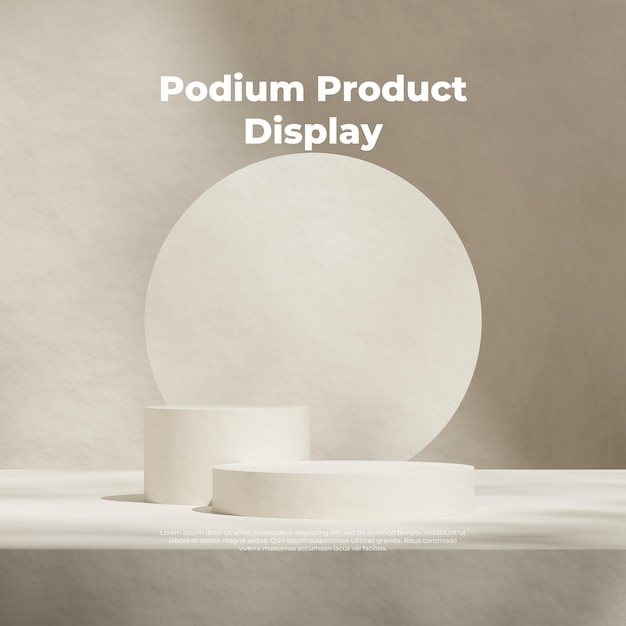 Kreis-Hintergrund 3D-Rendering-Bild-Szene-Mockup weiße Farbe gekrümmter Zylinder Podium im Quadrat