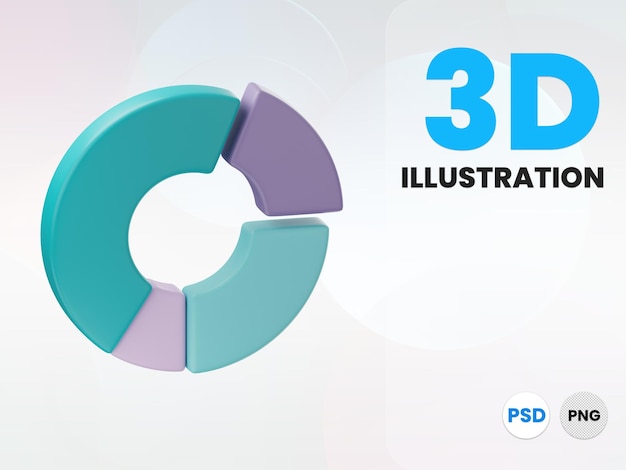 Kreisdiagramm 3d-illustration geschäftskonzept-bannerhintergrund