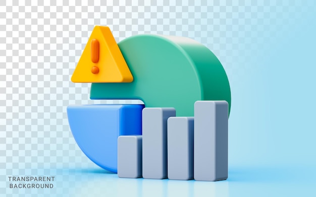 kreisdiagramm ausruf 3d illustration geschäft gewinn wachstum problem aufmerksamkeit daten analysieren politik
