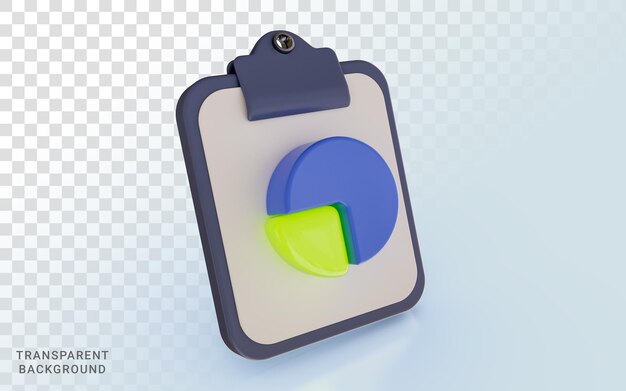 Kreisdiagramm mit weißer Zwischenablage Geschäftsplanungsdaten analysieren Minimalistische Infografik 3D-Rendering