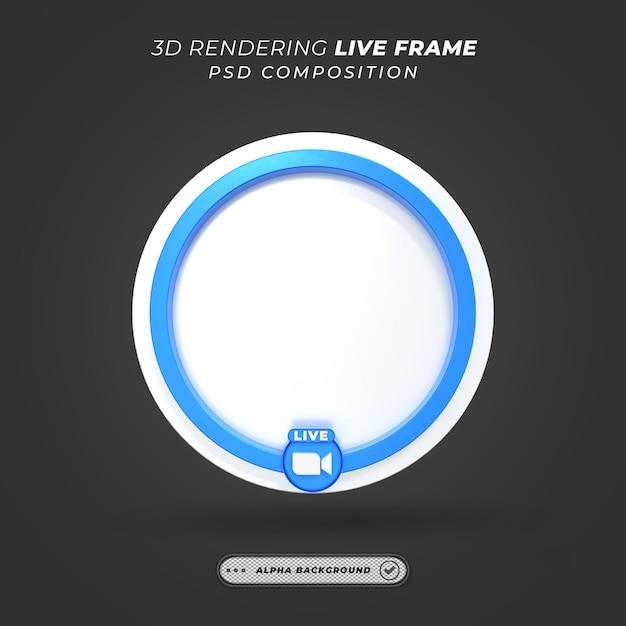 PSD kreisprofil 3d-rahmen für live-streaming in sozialen medien