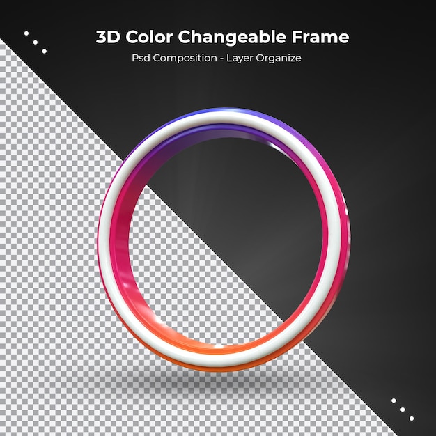 Kreisprofil 3D-Rendering-Frame für Live-Streaming in sozialen Medien