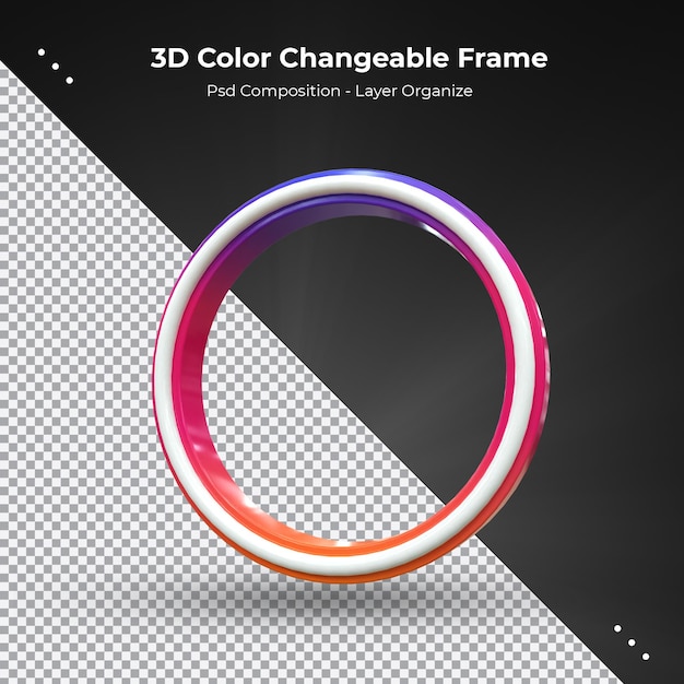 PSD kreisprofil 3d-rendering-frame für live-streaming in sozialen medien
