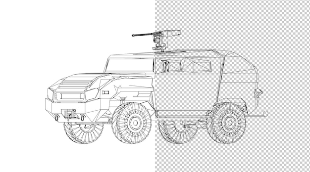 PSD kriegsmaschine handzeichnung und skizze schwarz und weiß.