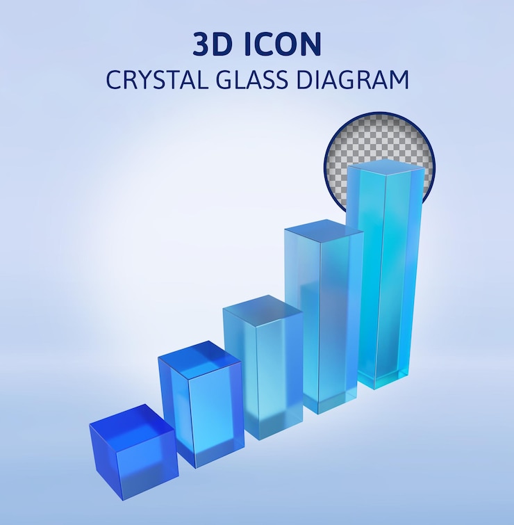 PSD kristallglasdiagramm 3d-rendering-illustration