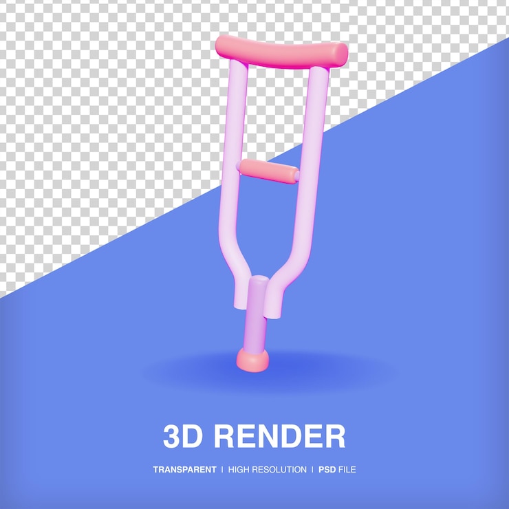 PSD krücke 3d-symbol
