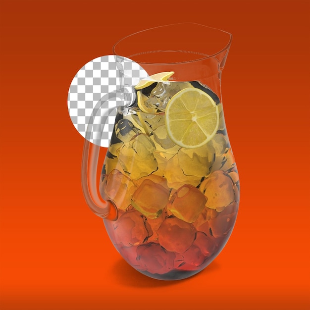 Krug voller Eistee oder Limonade mit isolierten Zitronen
