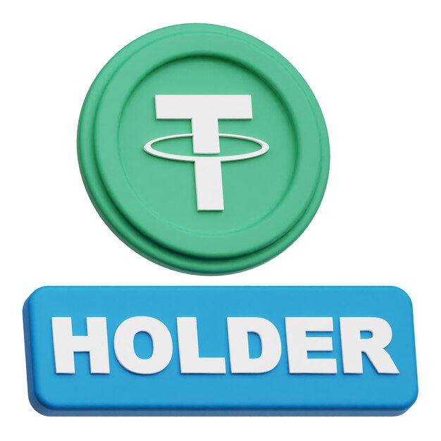 Krypto-Tether-Token 3D-Symbol isoliert auf weißem Hintergrund