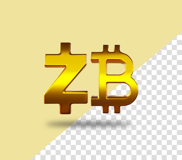 Kryptowährung zcash und bitcoin-goldmünzen-rendering-symbol