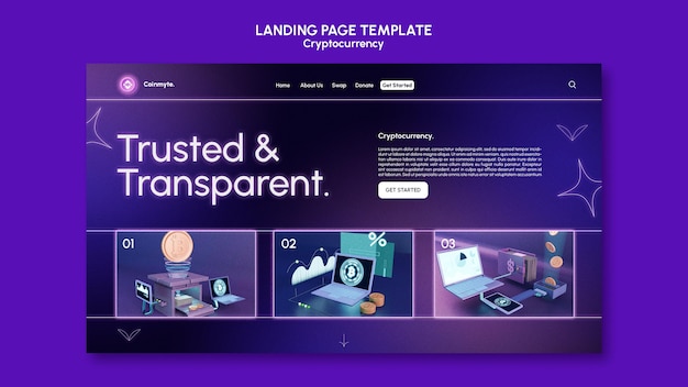PSD kryptowährungs-designvorlage der landingpage