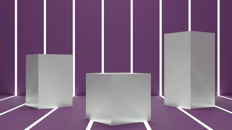 PSD kubus podium putih render 3d