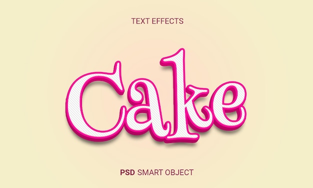 Kuchen bearbeitbarer 3D-Texteffekt im PSD-Stil
