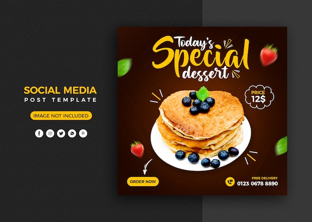 Kuchen social media promotion und instagram banner post design vorlage