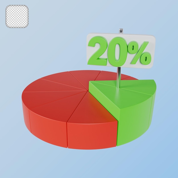 Kuchendiagramm 20 Prozentsatz 3D-Illustration