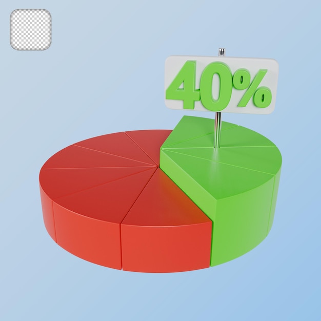 Kuchendiagramm 40 Prozent 3D-Illustration