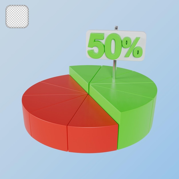 Kuchendiagramm 50 Prozent 3D-Illustration