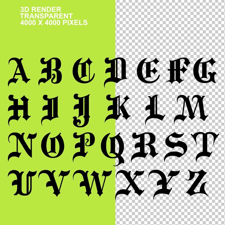 PSD künstlerische alphabete englische alphabete schriftzeichen blumen des alphabets kinder lernen schulbildung