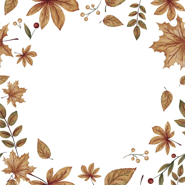 Künstlerischer Aquarellrahmen aus Herbstblättern mit malerischen Illustrationen für einzigartige Dekorationsinspiration