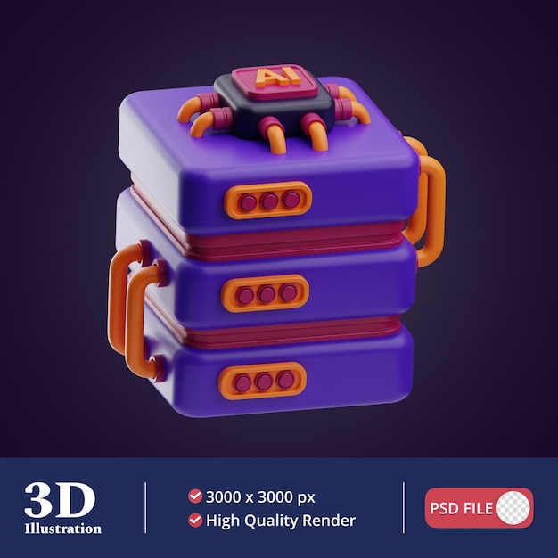 Künstliche Intelligenz-Server-Illustration 3d