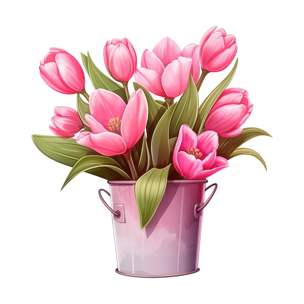 PSD künstliche künstlichkeit erzeugte bild von rosa vase mit rosa tulpen