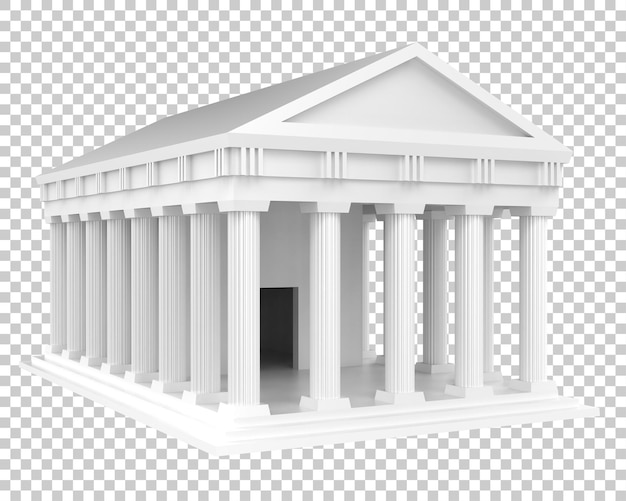 Kuil Yunani terisolasi pada latar belakang transparan render 3D ilustrasi