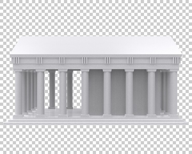 PSD kuil yunani terisolasi pada latar belakang transparan render 3d ilustrasi