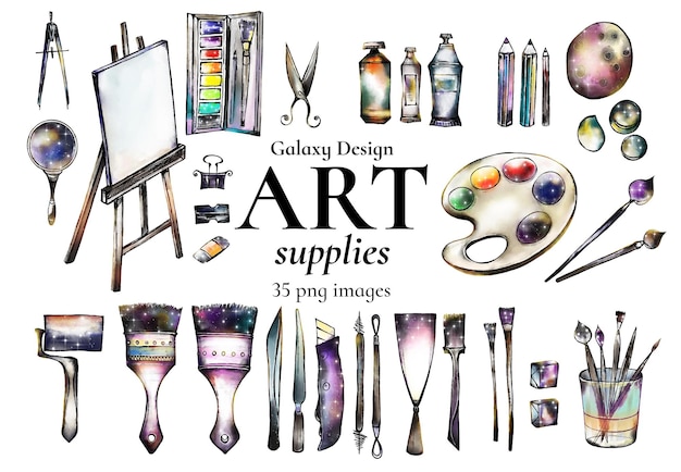 Kunstmaterialien Clipart Schulclipart Kommerzielle Verwendung Künstler Malerei Clipart Zeichnung Clipart