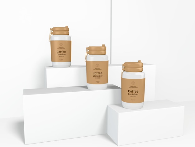 Kunststoff-kaffee-shaker-behälter branding mockup