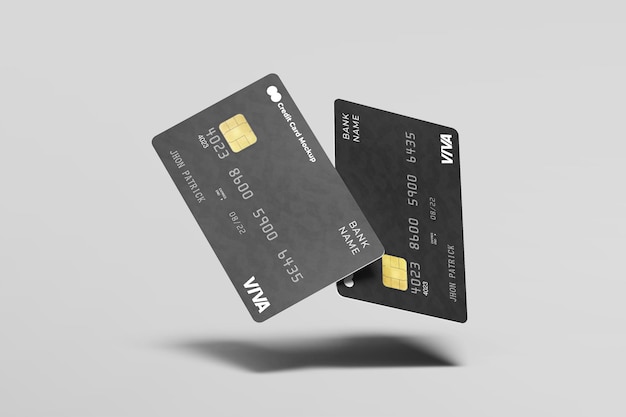 Kunststoff-kreditkarte mockup sauberes modernes floating