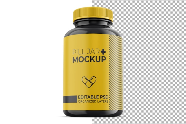 Kunststoff-Pillenglas-Mockup PSD-Verpackungsetiketten-Mockup