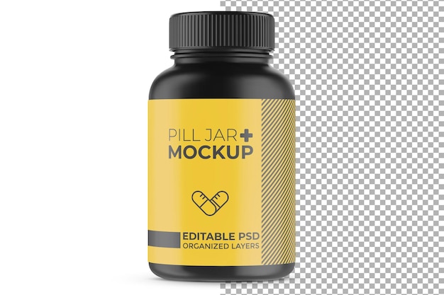 Kunststoff-Pillenglas-Mockup PSD-Verpackungsetiketten-Mockup