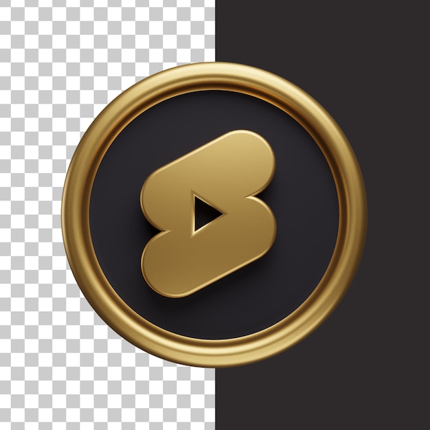 Kurzes YouTube-Logo Gold 3d