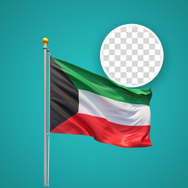 PSD kuwait national flag isolated 3d white background