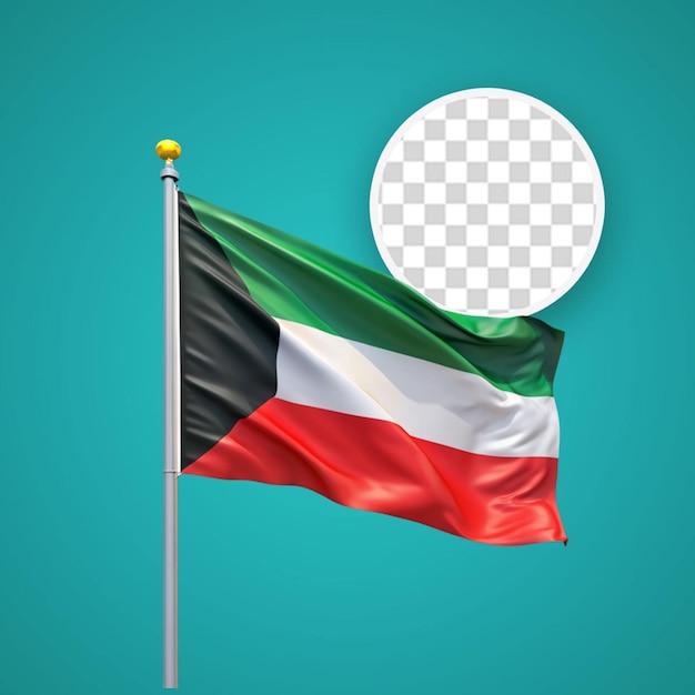 PSD kuwait national flag isolated 3d white background