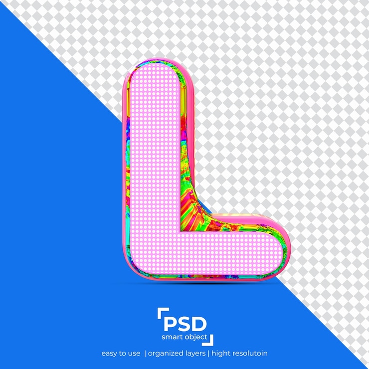 PSD l alfabeto mejor render forma 3d fondo aislado