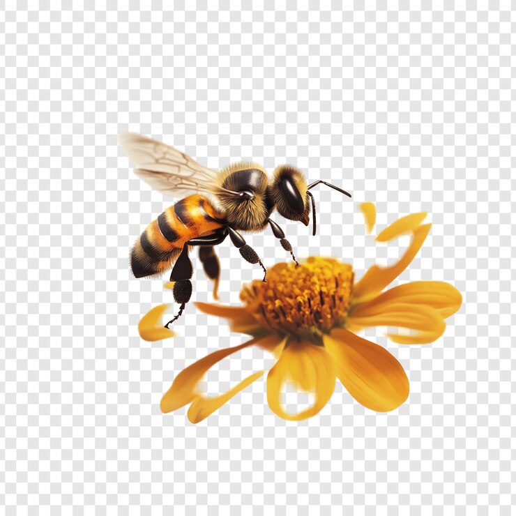 PSD l'ape mellifera su un fiore giallo