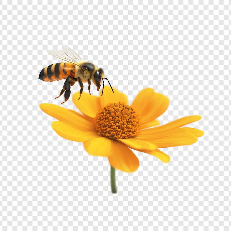 PSD l'ape mellifera su un fiore giallo