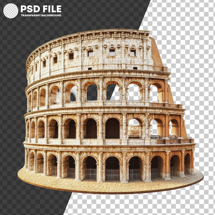 PSD l'architettura dell'antico colosseo romano in png alla luce del giorno