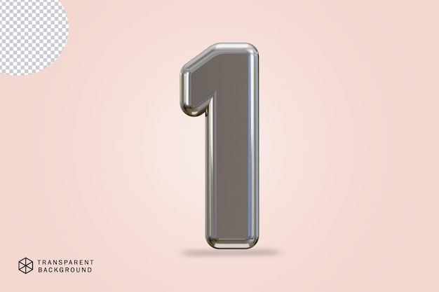 L'argento di lusso numero 1 tipografia rendering 3D