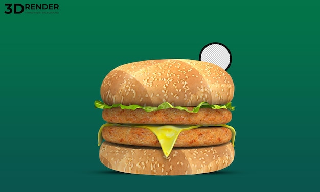 L'hamburger della risorsa 3d rende lo sfondo trasparente