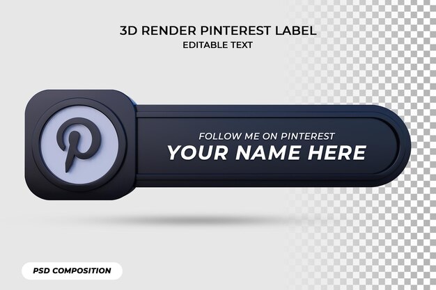 L'icona del banner segue l'etichetta di rendering 3d di Pinterest