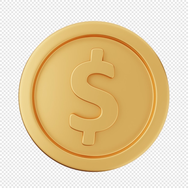 L'illustrazione dell'icona dell'oro dei soldi del dollaro della moneta 3d rende