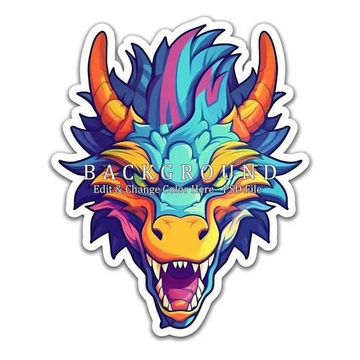 PSD l'illustrazione della testa del drago vibrante