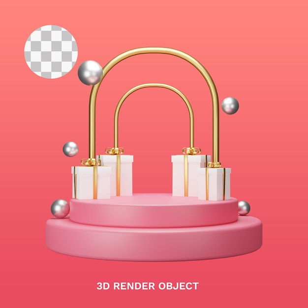 L'oggetto illustrazione 3d, buon Natale con podio ed elemento, può essere utilizzato per app, web