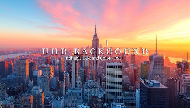 L'orizzonte della città di New York all'alba